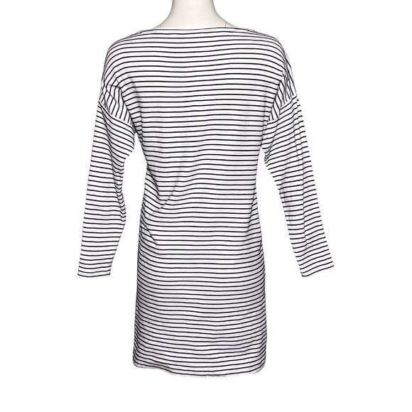 Lacoste Long Sleeve Cotton Navy Blue White Stripe Knit T-Shirt Dress Size 36 8 - Picture 4 of 9